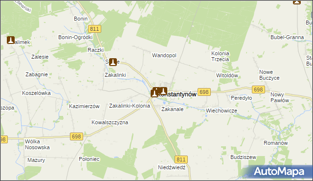 mapa Konstantynów powiat bialski, Konstantynów powiat bialski na mapie Targeo
