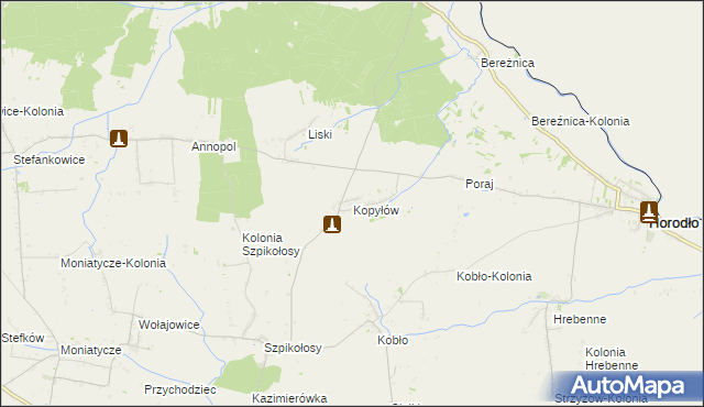 mapa Kopyłów, Kopyłów na mapie Targeo
