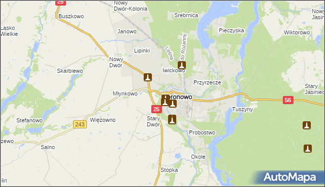 mapa Koronowo powiat bydgoski, Koronowo powiat bydgoski na mapie Targeo