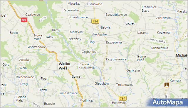 mapa Korzkiew, Korzkiew na mapie Targeo