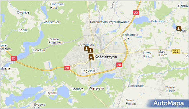 mapa Kościerzyna, Kościerzyna na mapie Targeo