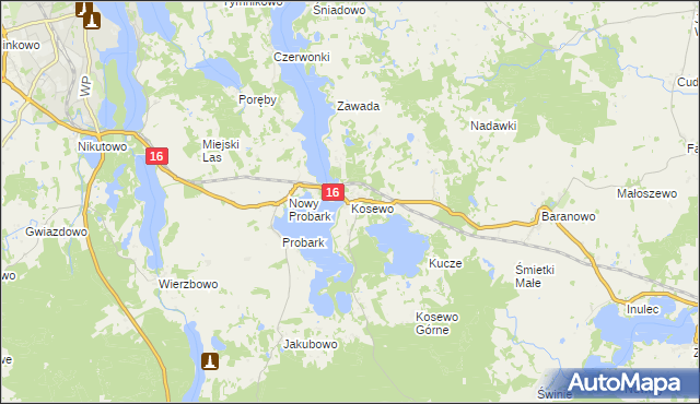 mapa Kosewo gmina Mrągowo, Kosewo gmina Mrągowo na mapie Targeo