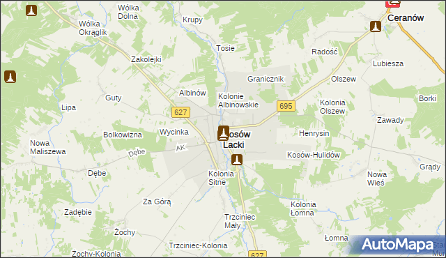 mapa Kosów Lacki, Kosów Lacki na mapie Targeo