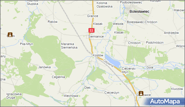 mapa Kostów, Kostów na mapie Targeo