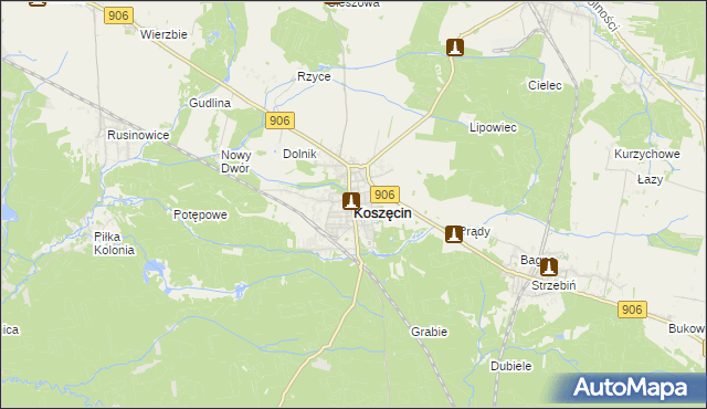 mapa Koszęcin powiat lubliniecki, Koszęcin powiat lubliniecki na mapie Targeo