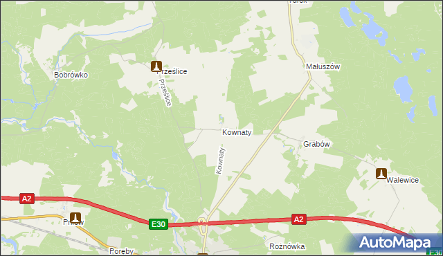 mapa Kownaty gmina Torzym, Kownaty gmina Torzym na mapie Targeo