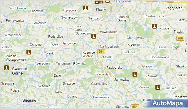 mapa Koźmice Małe, Koźmice Małe na mapie Targeo