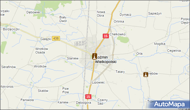 mapa Koźmin Wielkopolski, Koźmin Wielkopolski na mapie Targeo