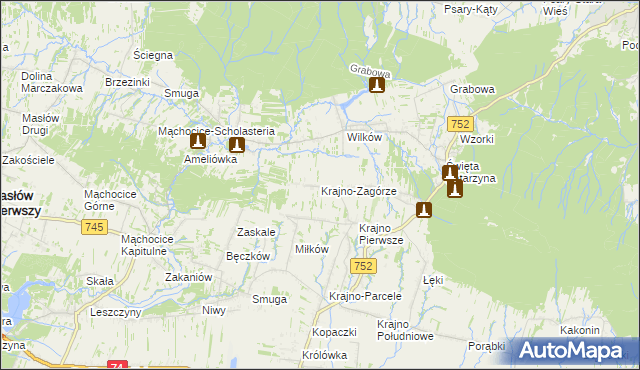 mapa Krajno-Zagórze, Krajno-Zagórze na mapie Targeo