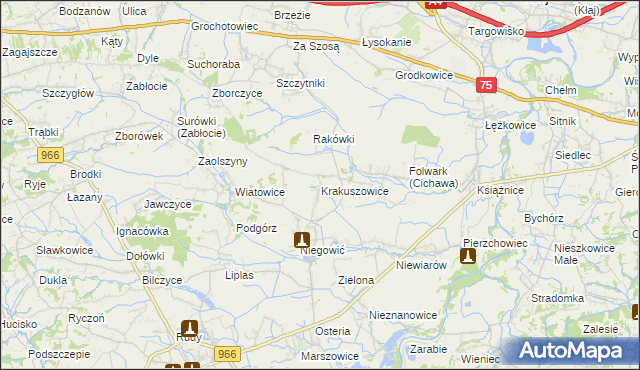 mapa Krakuszowice, Krakuszowice na mapie Targeo