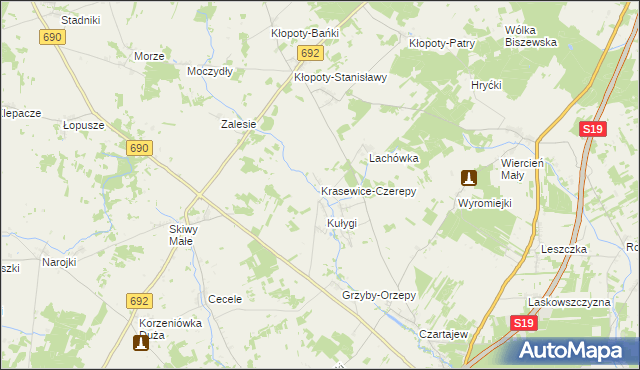 mapa Krasewice-Czerepy, Krasewice-Czerepy na mapie Targeo