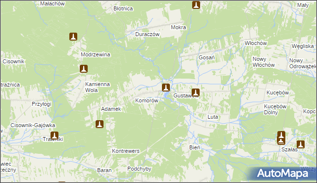 mapa Krasna gmina Stąporków, Krasna gmina Stąporków na mapie Targeo