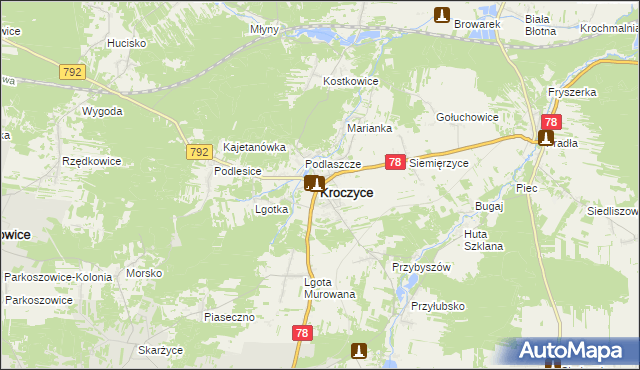mapa Kroczyce, Kroczyce na mapie Targeo