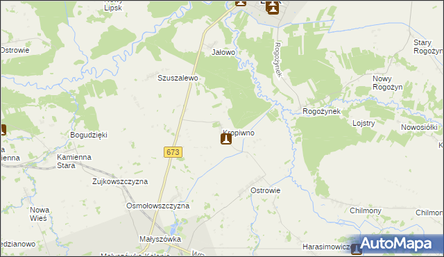 mapa Kropiwno, Kropiwno na mapie Targeo