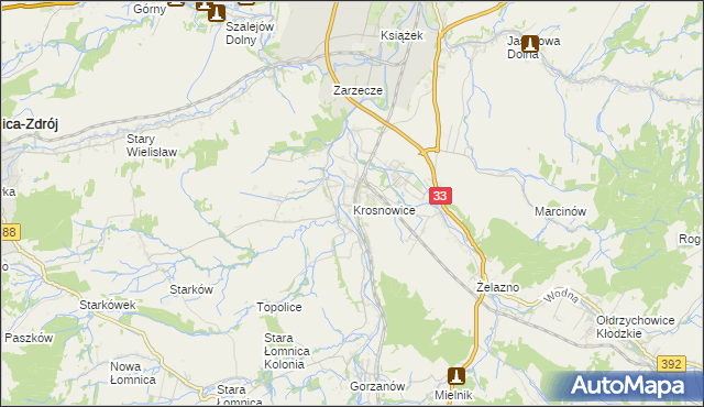 mapa Krosnowice, Krosnowice na mapie Targeo