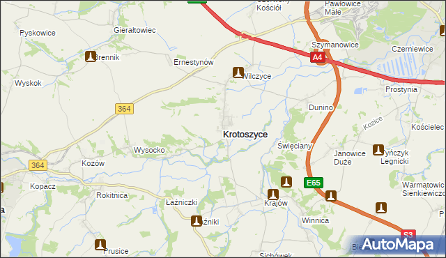 mapa Krotoszyce, Krotoszyce na mapie Targeo