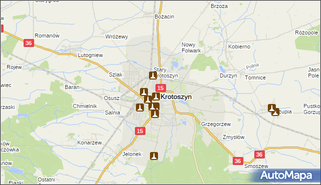 mapa Krotoszyna, Krotoszyn na mapie Targeo