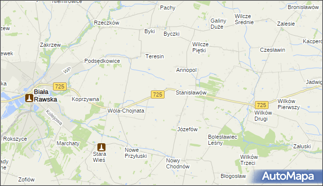 mapa Krukówka gmina Biała Rawska, Krukówka gmina Biała Rawska na mapie Targeo