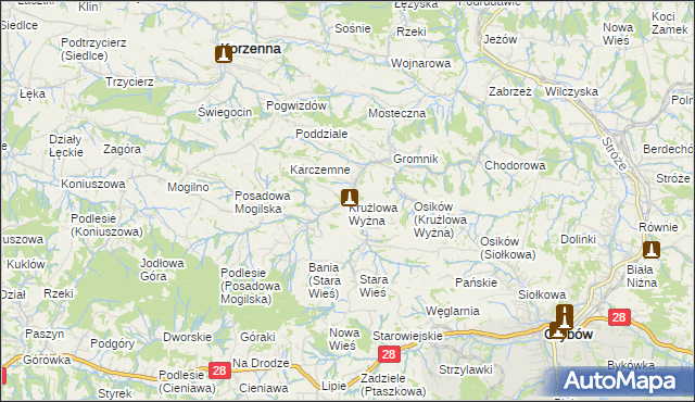 mapa Krużlowa Wyżna, Krużlowa Wyżna na mapie Targeo