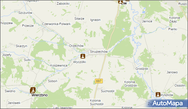 mapa Krypy gmina Wierzbno, Krypy gmina Wierzbno na mapie Targeo