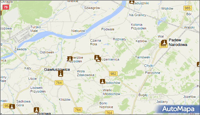 mapa Krzemienica gmina Gawłuszowice, Krzemienica gmina Gawłuszowice na mapie Targeo