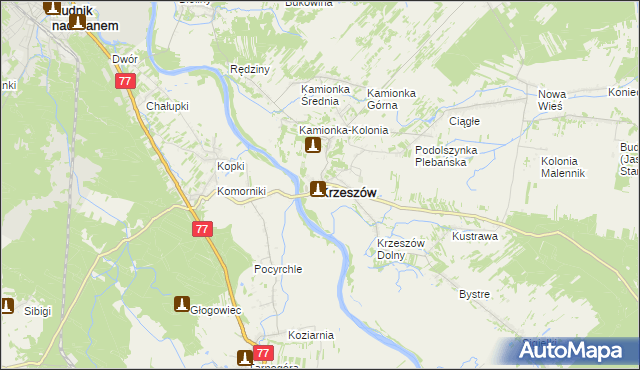 mapa Krzeszów powiat niżański, Krzeszów powiat niżański na mapie Targeo