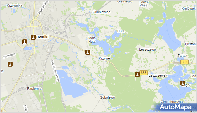 mapa Krzywe gmina Suwałki, Krzywe gmina Suwałki na mapie Targeo