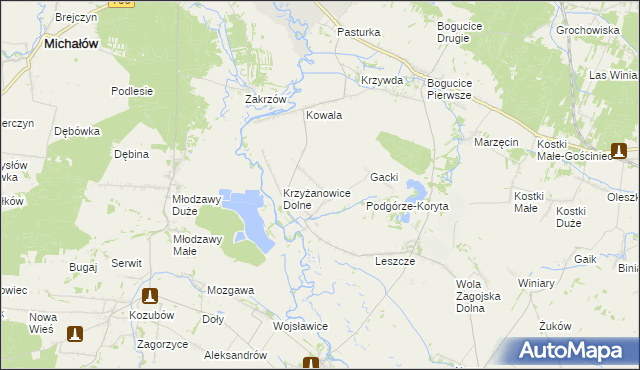 mapa Krzyżanowice Średnie, Krzyżanowice Średnie na mapie Targeo