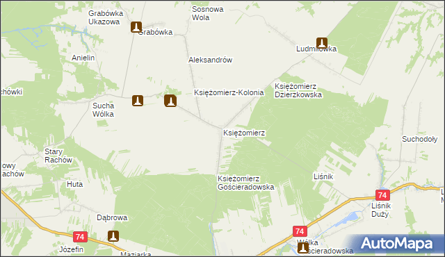 mapa Księżomierz, Księżomierz na mapie Targeo