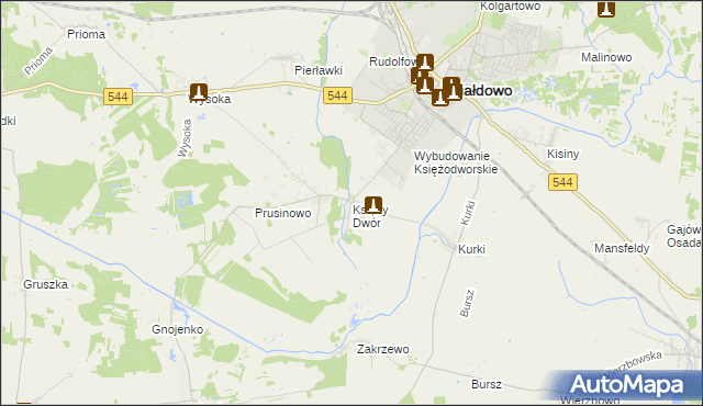 mapa Księży Dwór, Księży Dwór na mapie Targeo