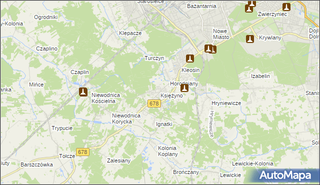 mapa Księżyno, Księżyno na mapie Targeo