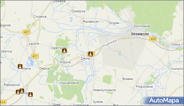 mapa Kujawy gmina Strzeleczki, Kujawy gmina Strzeleczki na mapie Targeo