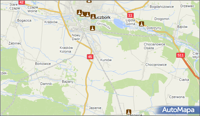 mapa Kuniów, Kuniów na mapie Targeo