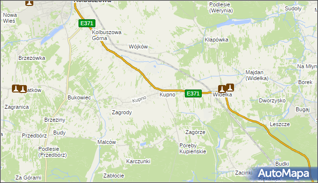 mapa Kupno gmina Kolbuszowa, Kupno gmina Kolbuszowa na mapie Targeo