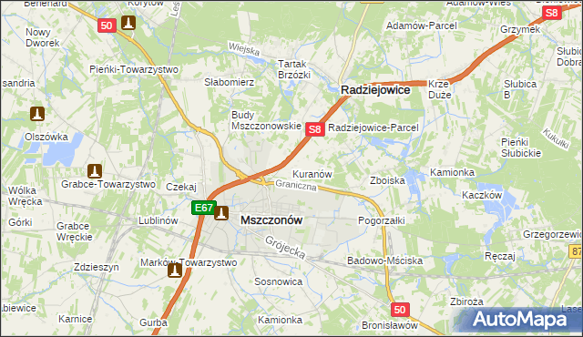 mapa Kuranów, Kuranów na mapie Targeo