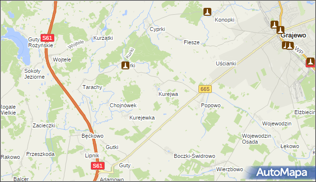 mapa Kurejwa, Kurejwa na mapie Targeo