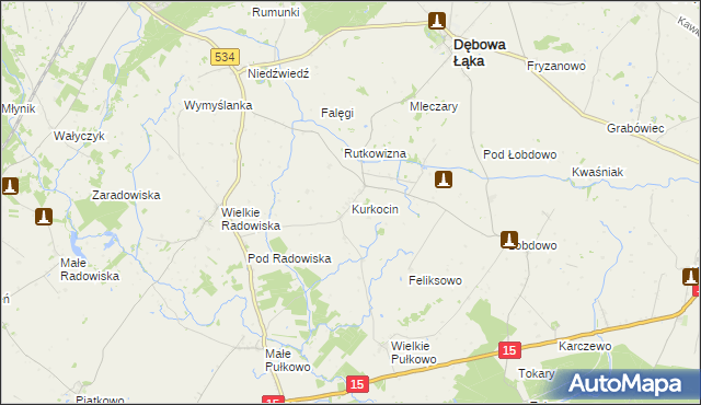 mapa Kurkocin, Kurkocin na mapie Targeo