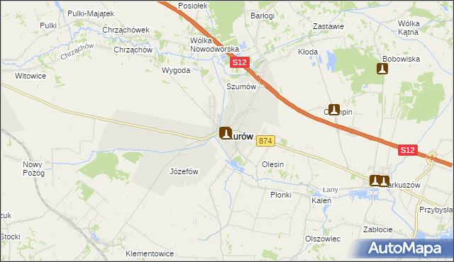 mapa Kurów powiat puławski, Kurów powiat puławski na mapie Targeo