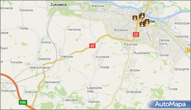 mapa Kurowice gmina Jerzmanowa, Kurowice gmina Jerzmanowa na mapie Targeo