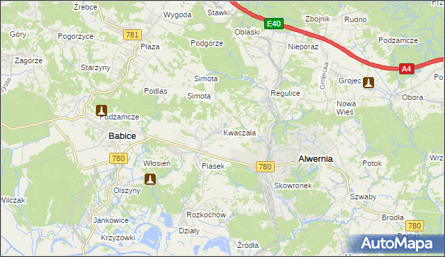 mapa Kwaczała, Kwaczała na mapie Targeo