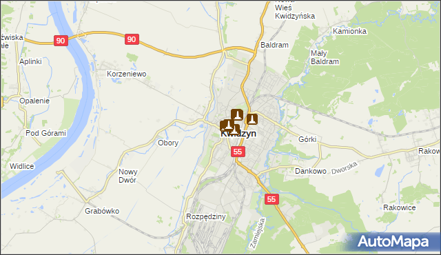 mapa Kwidzyn, Kwidzyn na mapie Targeo