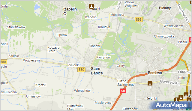 mapa Kwirynów gmina Stare Babice, Kwirynów gmina Stare Babice na mapie Targeo