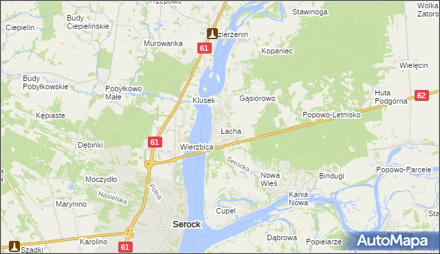 mapa Łacha gmina Serock, Łacha gmina Serock na mapie Targeo