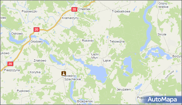 mapa Łącki Młyn, Łącki Młyn na mapie Targeo