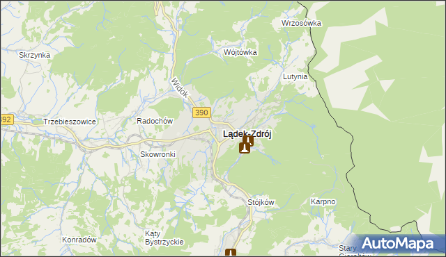mapa Lądek-Zdrój, Lądek-Zdrój na mapie Targeo