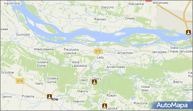 mapa Łady gmina Iłów, Łady gmina Iłów na mapie Targeo