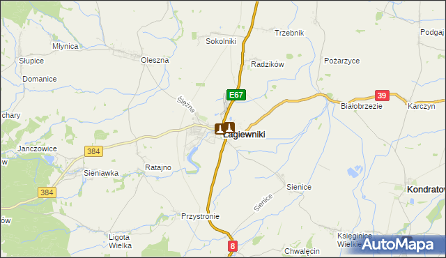 mapa Łagiewniki powiat dzierżoniowski, Łagiewniki powiat dzierżoniowski na mapie Targeo