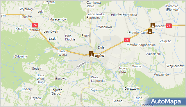 mapa Łagów powiat kielecki, Łagów powiat kielecki na mapie Targeo