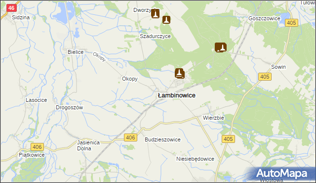 mapa Łambinowice, Łambinowice na mapie Targeo