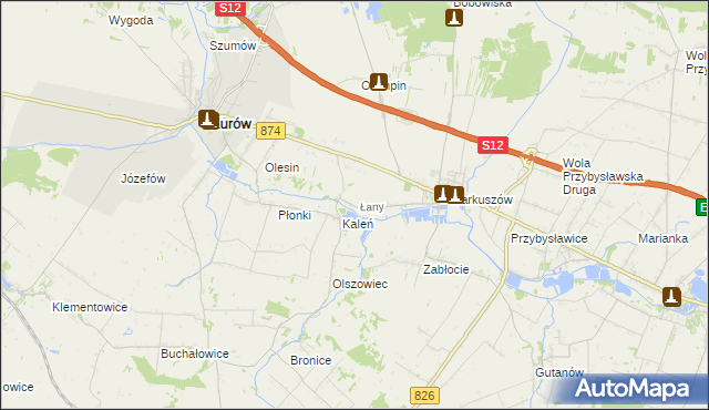 mapa Łany gmina Markuszów, Łany gmina Markuszów na mapie Targeo